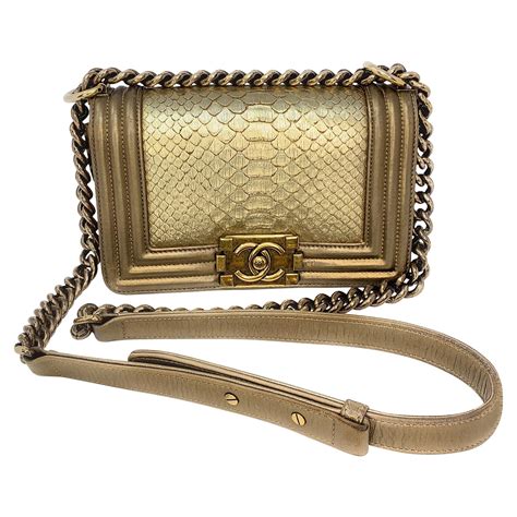 chanel gold python boy bag|chanel le boy python bag.